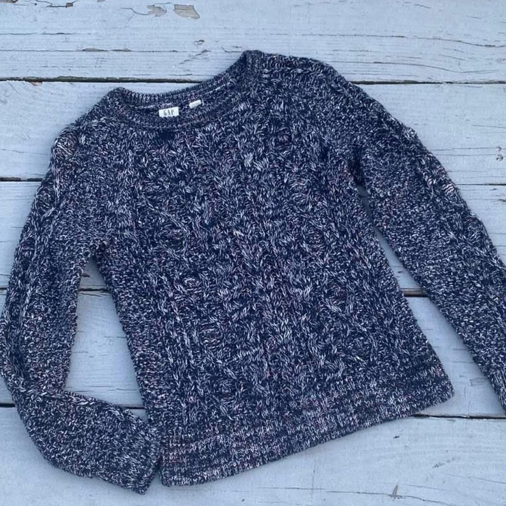 Gap Kids Girls Pullover Crewneck Sweater Navy Metallic Size Large 10 NWOT
